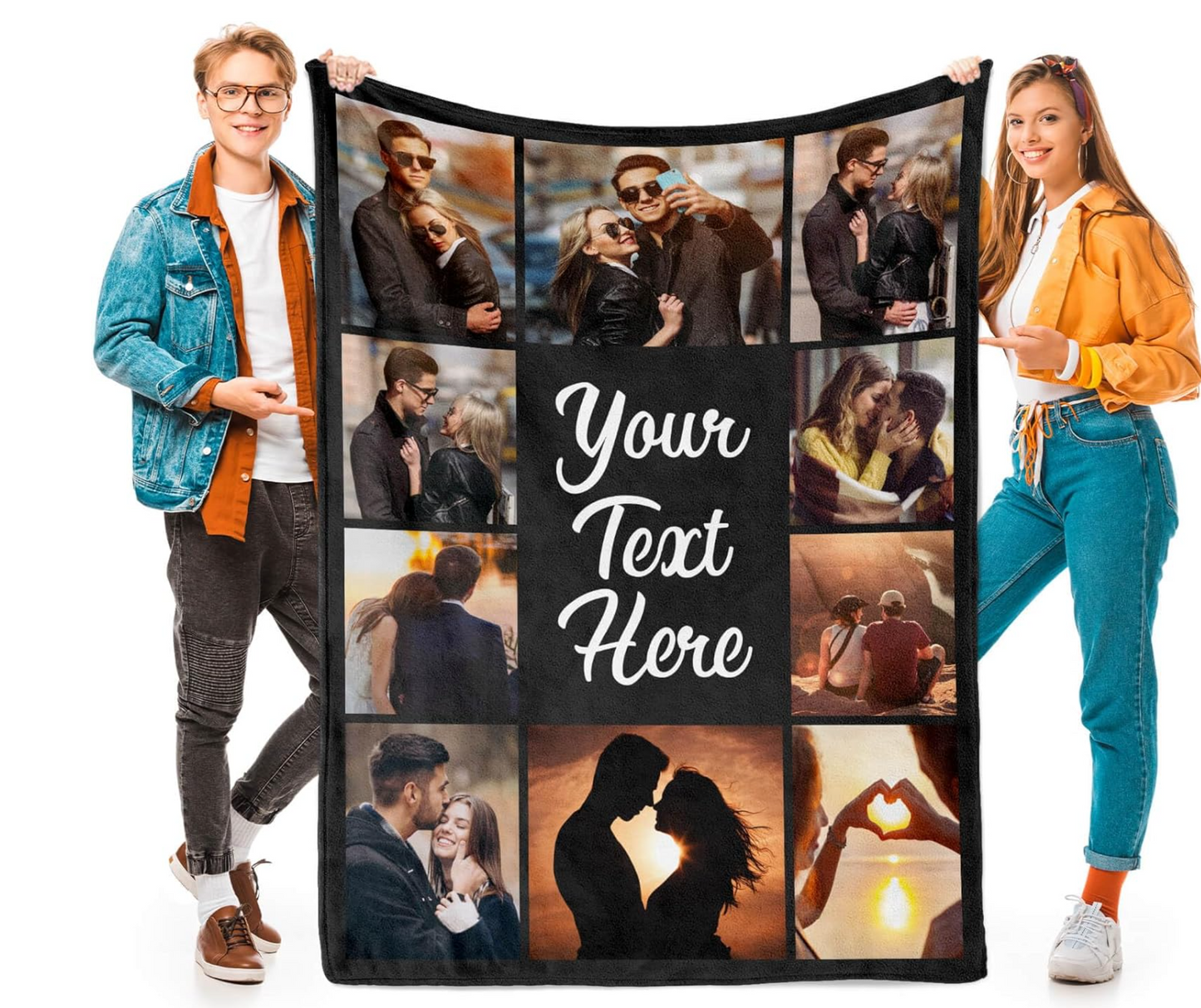 Personalized Photo Blanket with Custom Text β Customized Throw Blanket, Perfect for Valentine's Day Gifts for Mom, Dad, Couple, Girlfriend, Boyfriend, Wife, or Husband