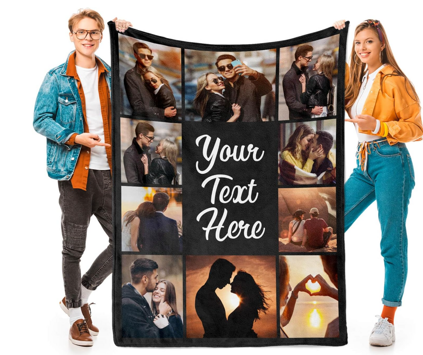 Personalized Photo Blanket with Custom Text – Customized Throw Blanket, Perfect for Valentine's Day Gifts for Mom, Dad, Couple, Girlfriend, Boyfriend, Wife, or Husband